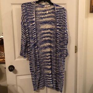 Blue and White Knit Kimono/Sweater